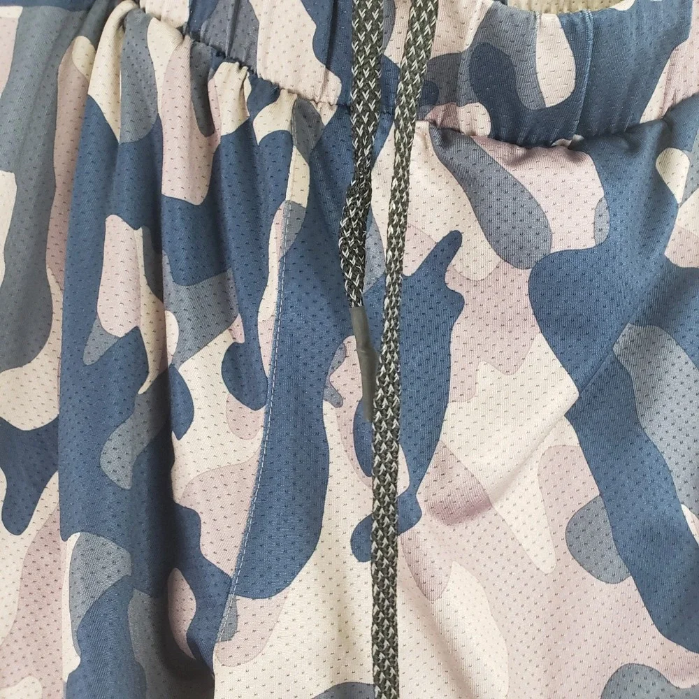 YoungLA 2-in-1 Training Shorts Mens M Blue Camo Gym Fitness Activewear